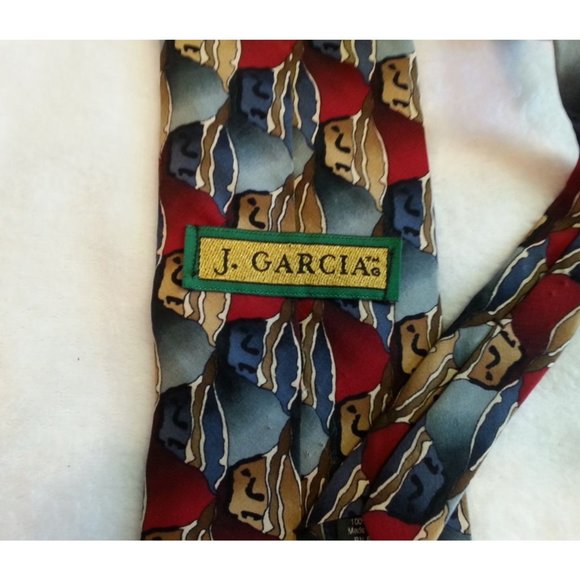 J. Garcia Men's Neck tie Silk abstract red gray brown - Picture 2 of 8